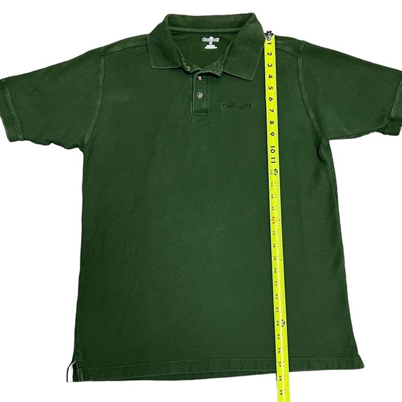 Carhartt Men Polo Shirt Men’s Medium Green Collared Spellout Logo Embroidered M - Picture 4 of 12